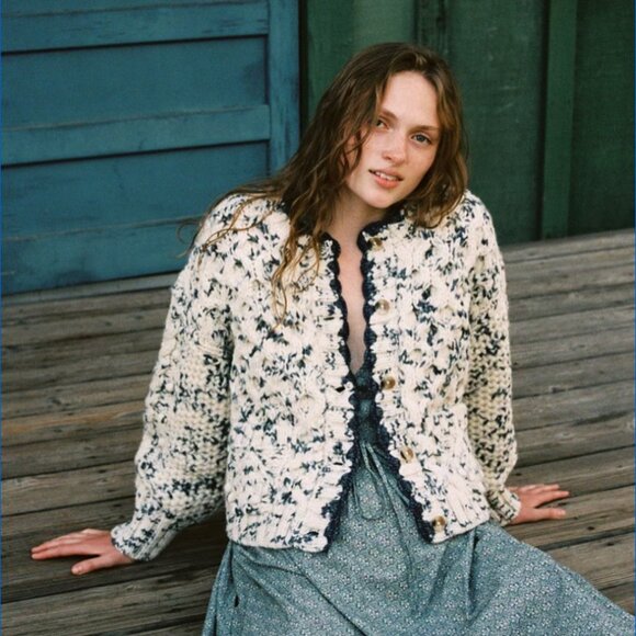 Christy Dawn Rune Cardigan in Speckled Rain Size M - Picture 1 of 3